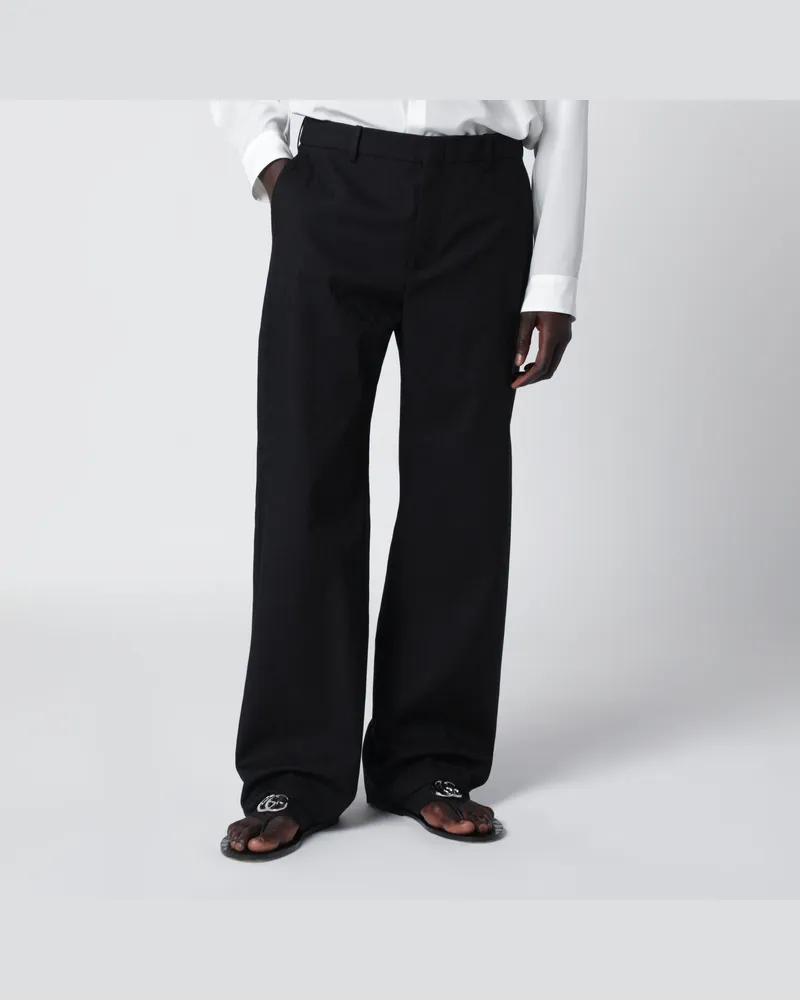 Gucci Schwarze Wollhose Mit GG-Muster Black