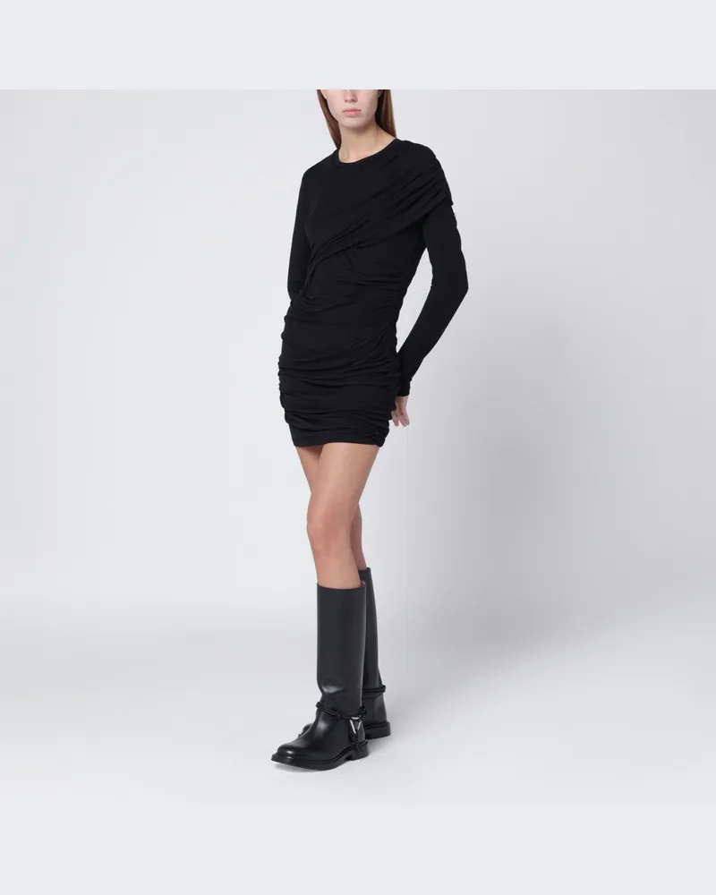 Isabel Marant Denise Kleid aus schwarzem Drapé-Jersey Schwarz
