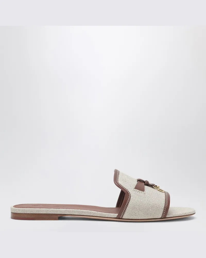 Loro Piana Summer Charms Sandalen aus Baumwolle und Leinen Beige