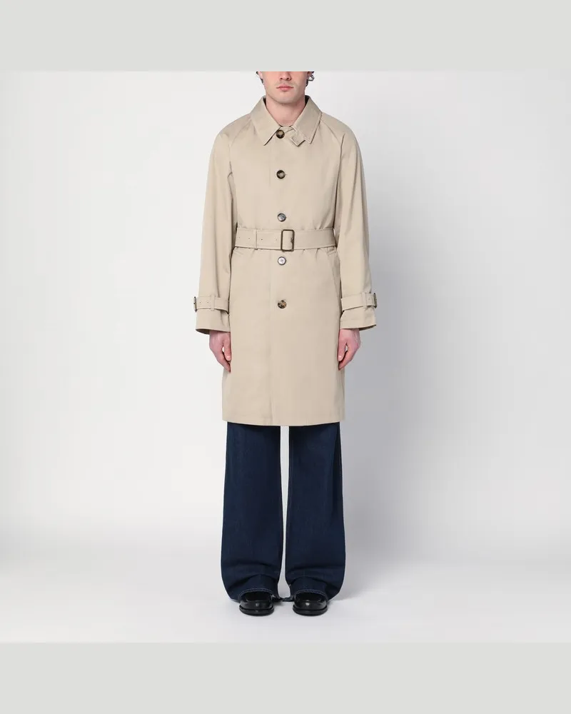 Burberry Beigefarbener Trenchcoat aus Baumwolle mit Gürtel Beige