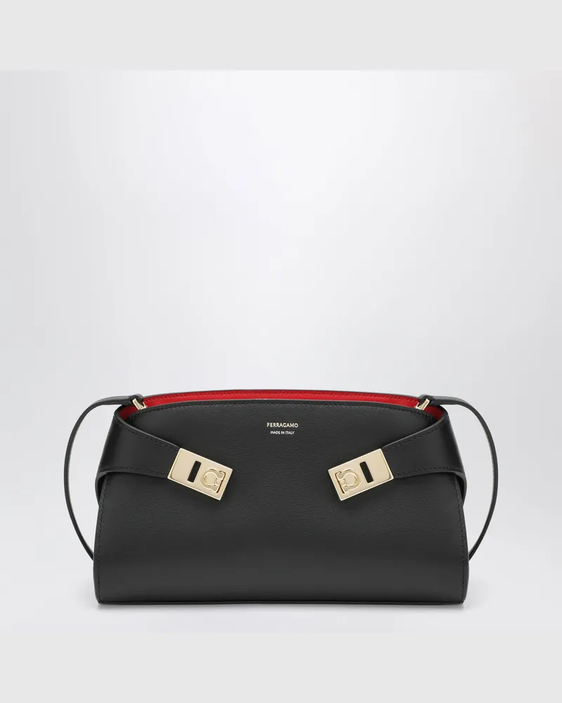 Ferragamo Hug Mini-Umhängetasche in Schwarz/Rot aus Kalbsleder Black