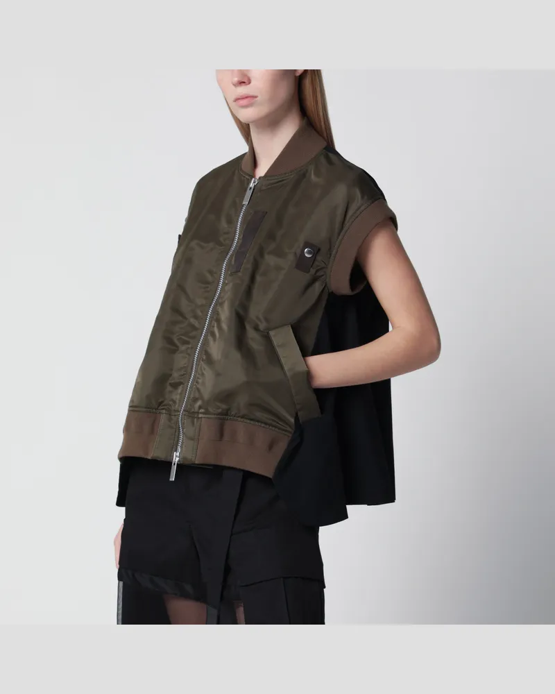 Sacai Gilet aus Nylon- und Woll-Twill khaki/blau Blue