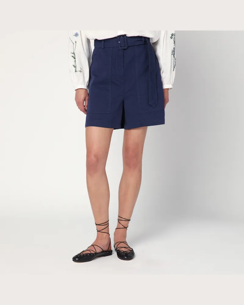 Max Mara Bermuda blau in Baumwolle und Leinen Blue