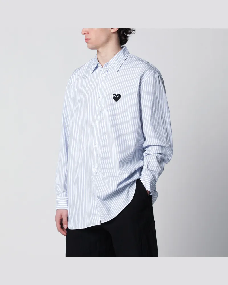Comme des Garçons Hellblau gestreiftes Baumwollhemd White