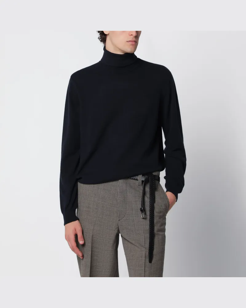 Loro Piana Klassischer Rollkragenpullover navyblau aus Baby-Kaschmir Blue
