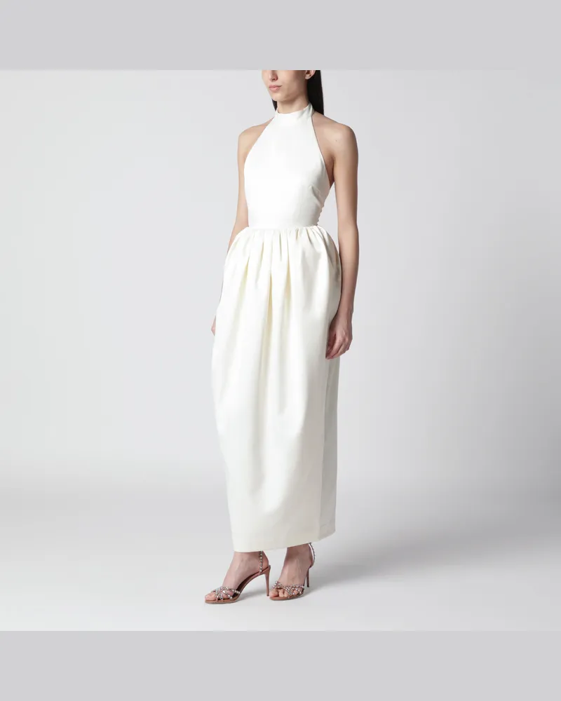 ROTATE Birger Christensen Langes weißes Kleid mit Ballonrock White