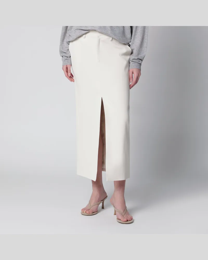 FRANKIE Shop Midirock aus Baumwollmischung in Off-White White