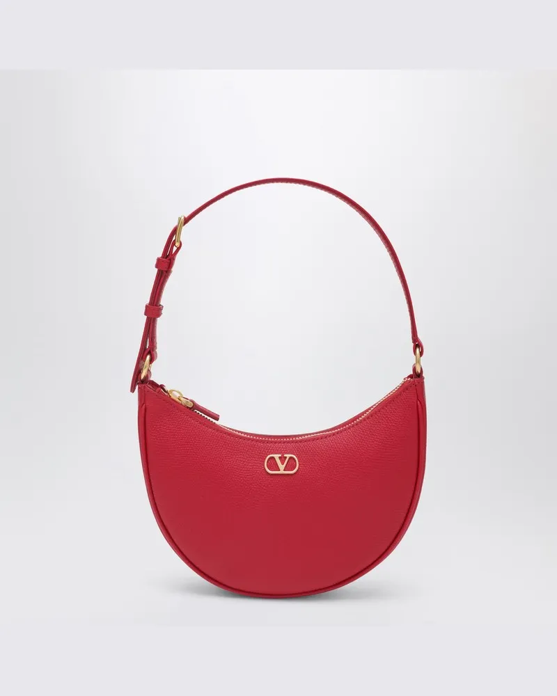 Valentino Garavani Vlogo Signature Mini Hobo Bag aus rotem Leder Rot