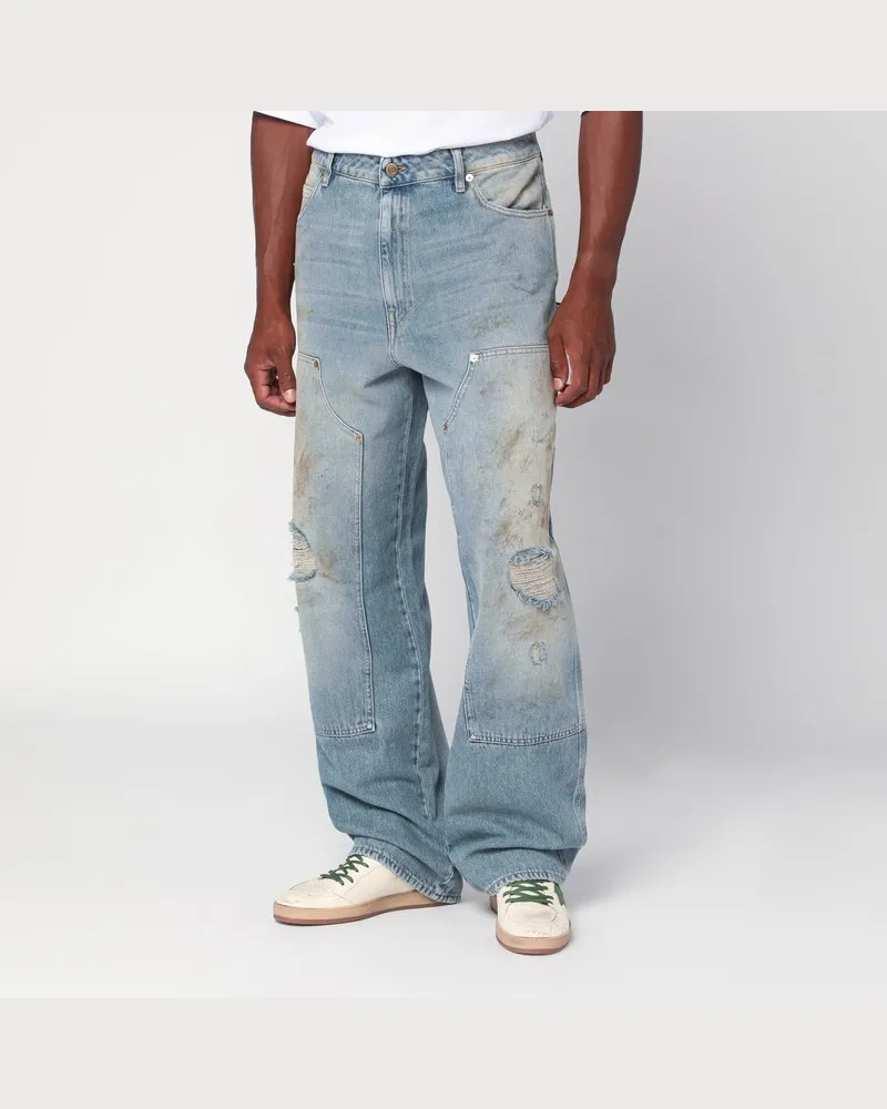 Golden Goose Hellblaue Jeans mit Sandwaschung und Used-Effekt Hellblau