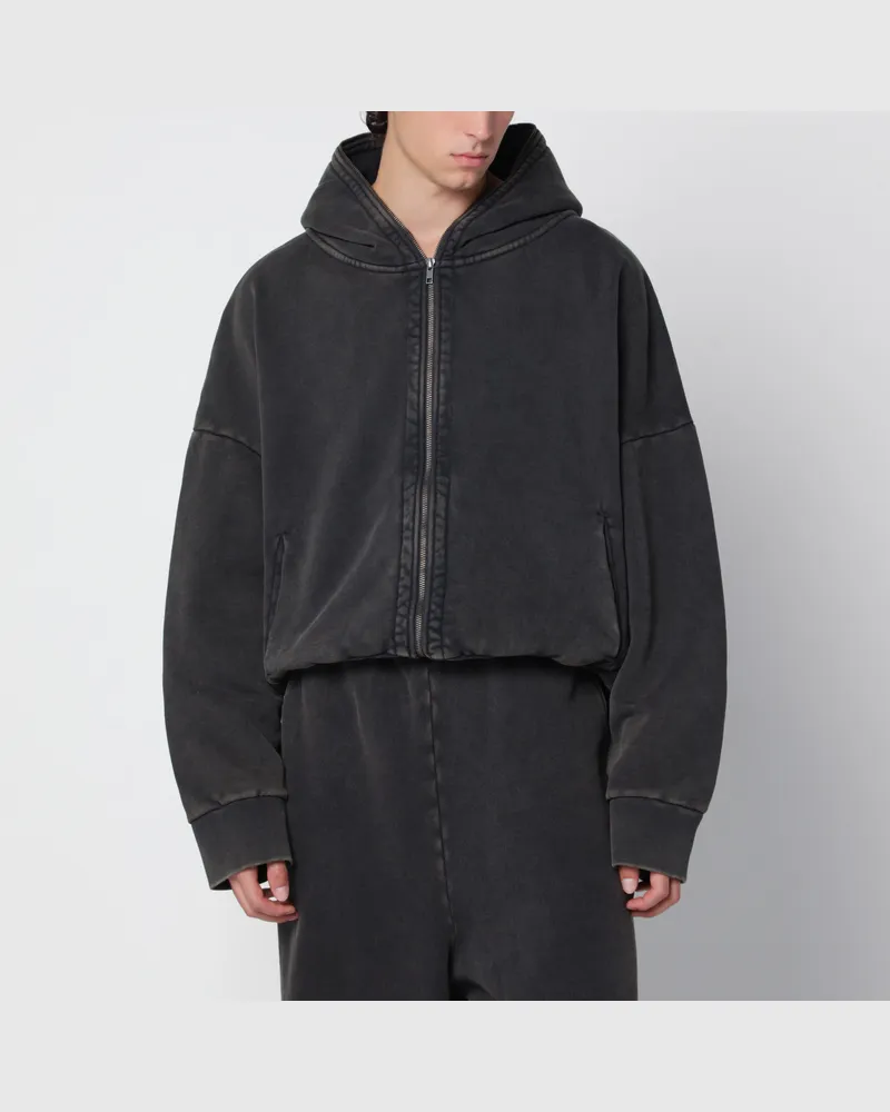 Entire Studios Eternal Zip Kapuzenpullover in verwaschenem Schwarz Black