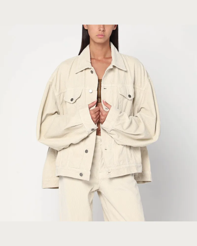 Haikure Weite écrufarbene Cordjacke Beige