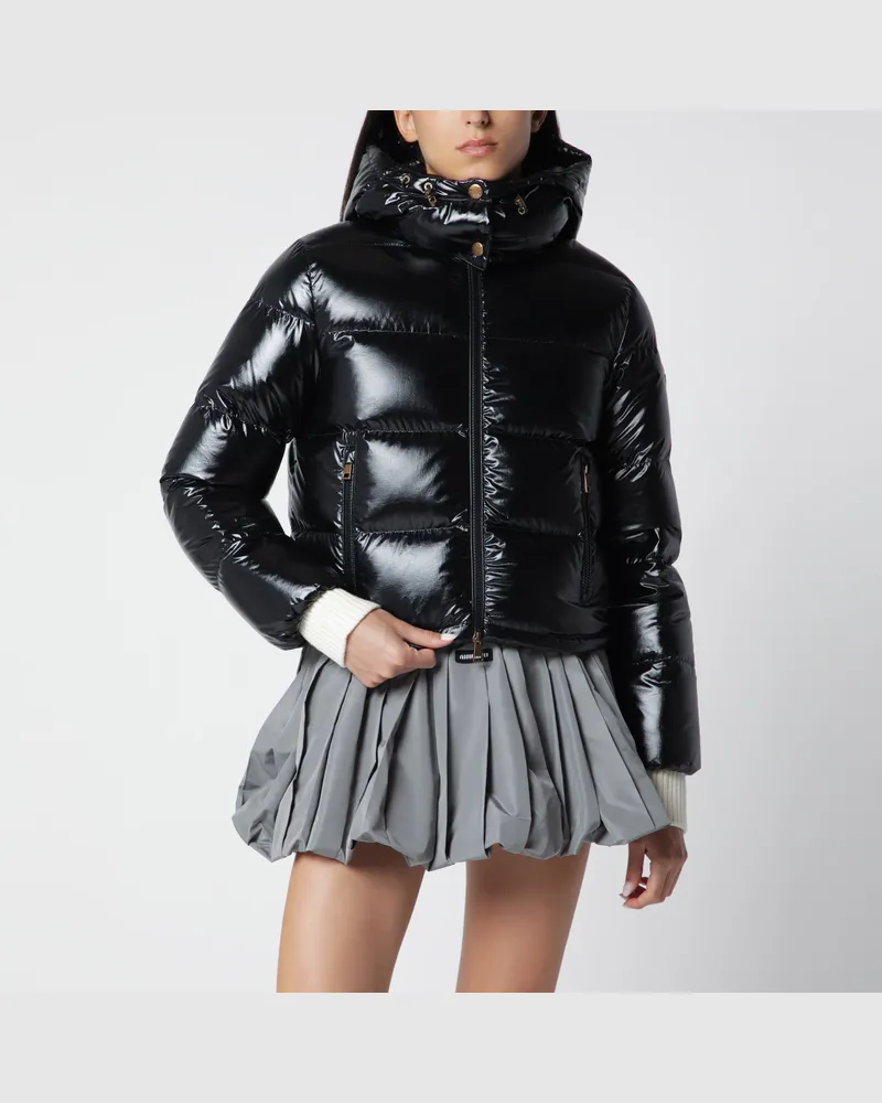 Moncler Kurze Daunenjacke Niveole aus glänzendem Nylon in Schwarz Black