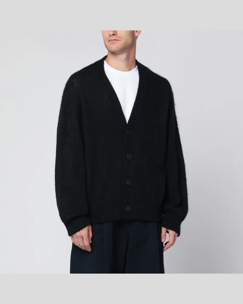 Studio Nicholson Schwarzer Cardigan aus Mohairmischung Schwarz