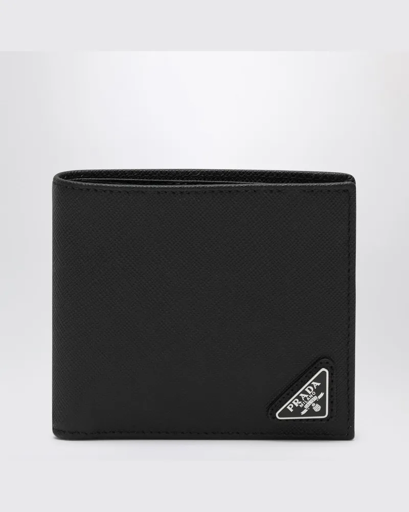 Prada Schwarzes Portemonnaie aus Leder Schwarz