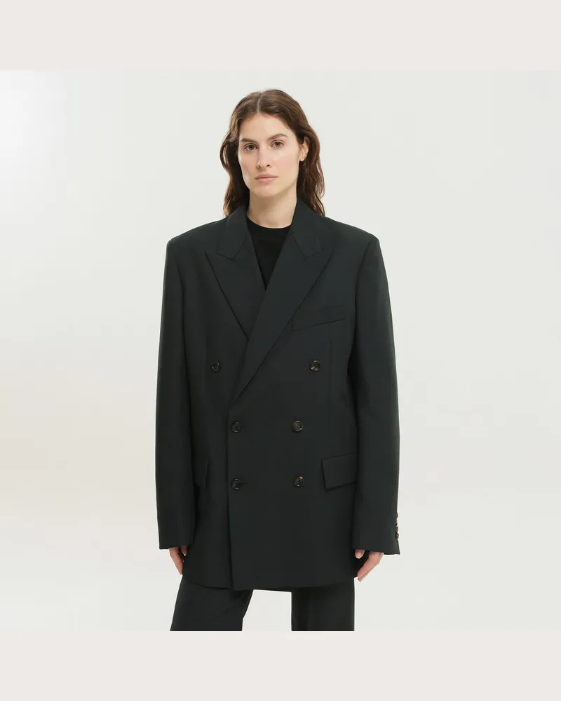 1989 STUDIO Dunkelgrünes doppelt geknöpftes Blazer Green