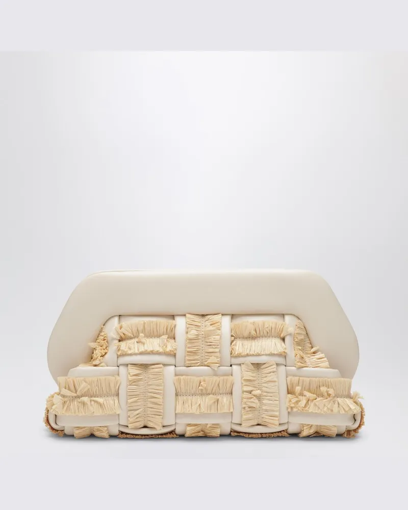 THEMOIRÈ Clutch Tia in Butterfarbe mit Raffia-Einsätzen Beige