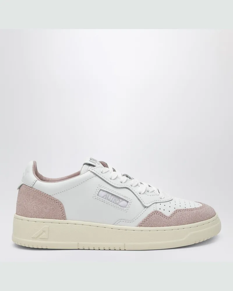 AUTRY Medalist Low Sneaker aus weißem Leder und rosa Veloursleder White