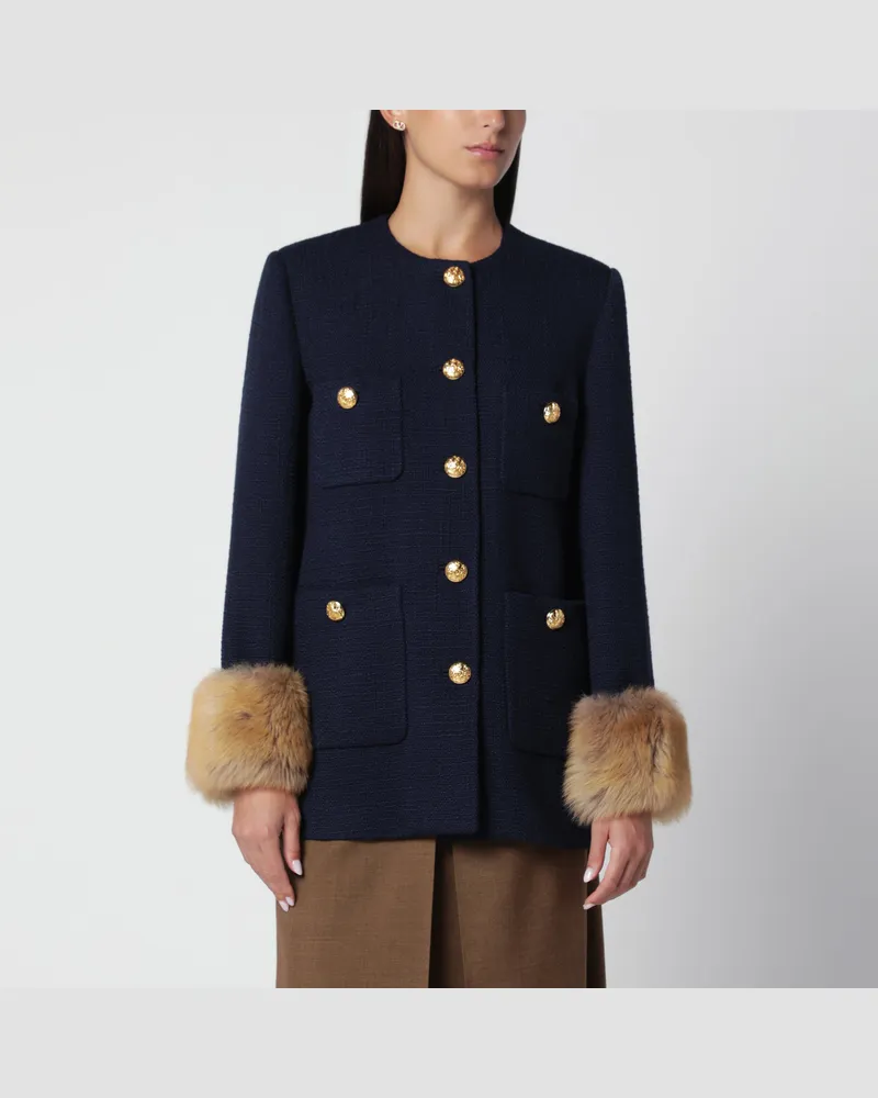 Valentino Garavani Caban dunkelblau aus Wolltweed Blue