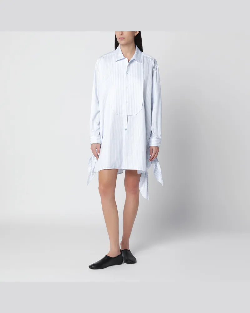 J.W.Anderson Weiß-hellblaues Hemdblusenkleid mit seitlichem Knoten White