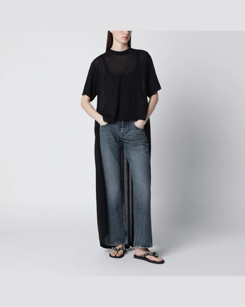 Balenciaga Schwarzes T-Shirt mit Maxi-Schleppe aus Baumwolljersey Black