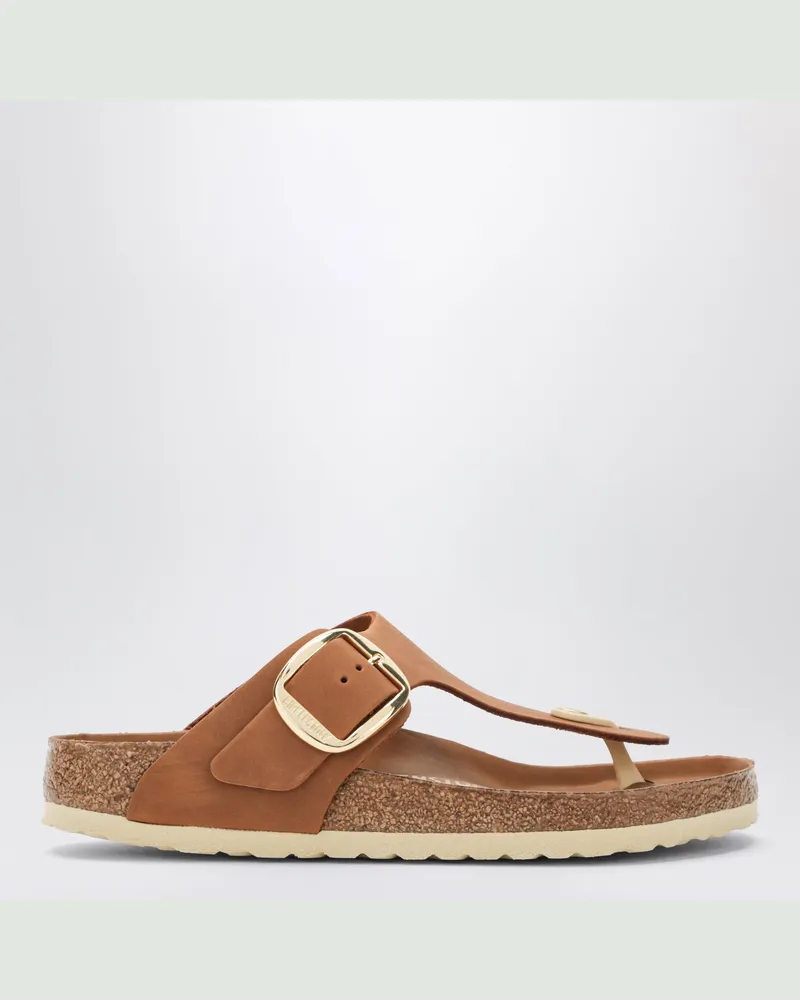 Birkenstock Gizeh Big Buckle Slides in Cognac Brown