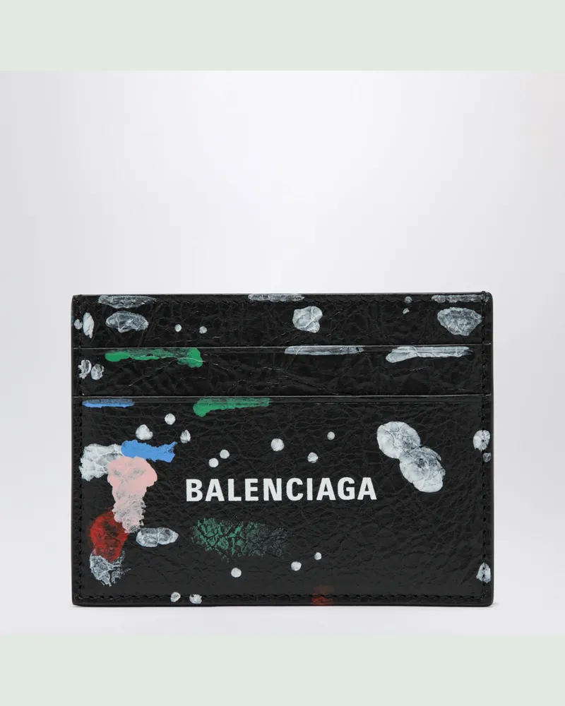 Balenciaga Cash-Kartenetui aus Leder mit „Painter's"-Motiv Black