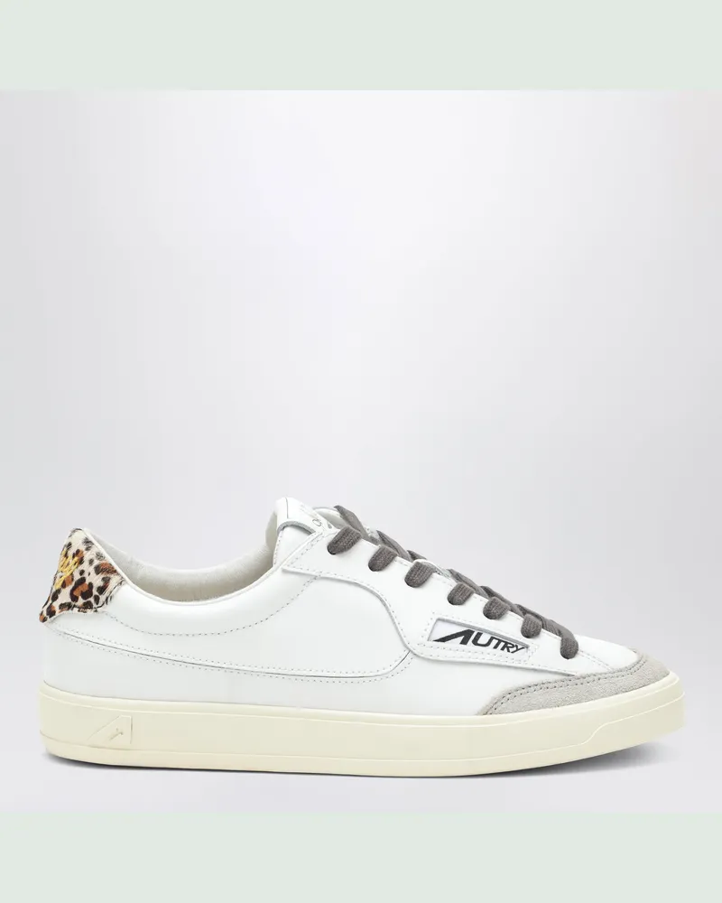 AUTRY Weiß/leopardengemusterte Windscape Low Sneakers aus Leder White