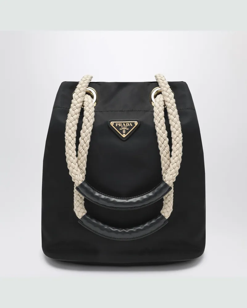 Prada Mariner small Bucket Bag aus schwarzem Re-Nylon Black