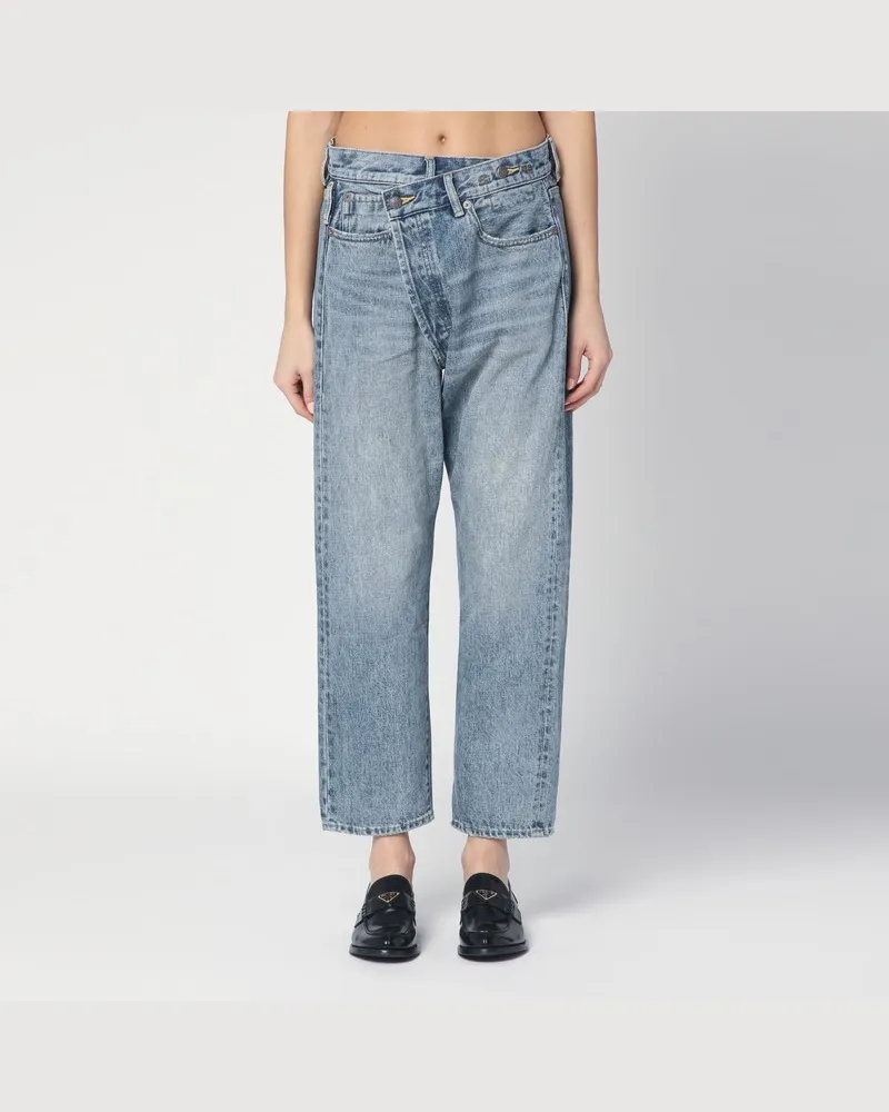 R13 Hellblaue ausgewaschene Crossover-Jeans Blau