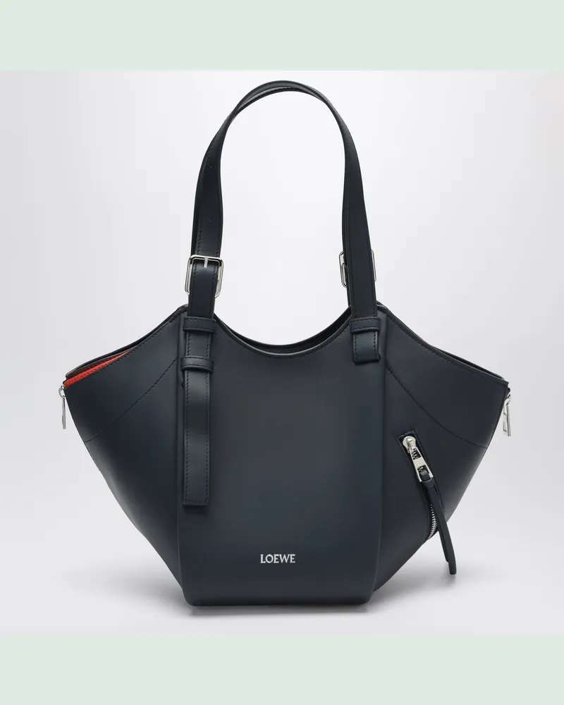 Loewe Hammock Flip Tasche im Layer-Look aus dunkelblauem Leder Multicolor