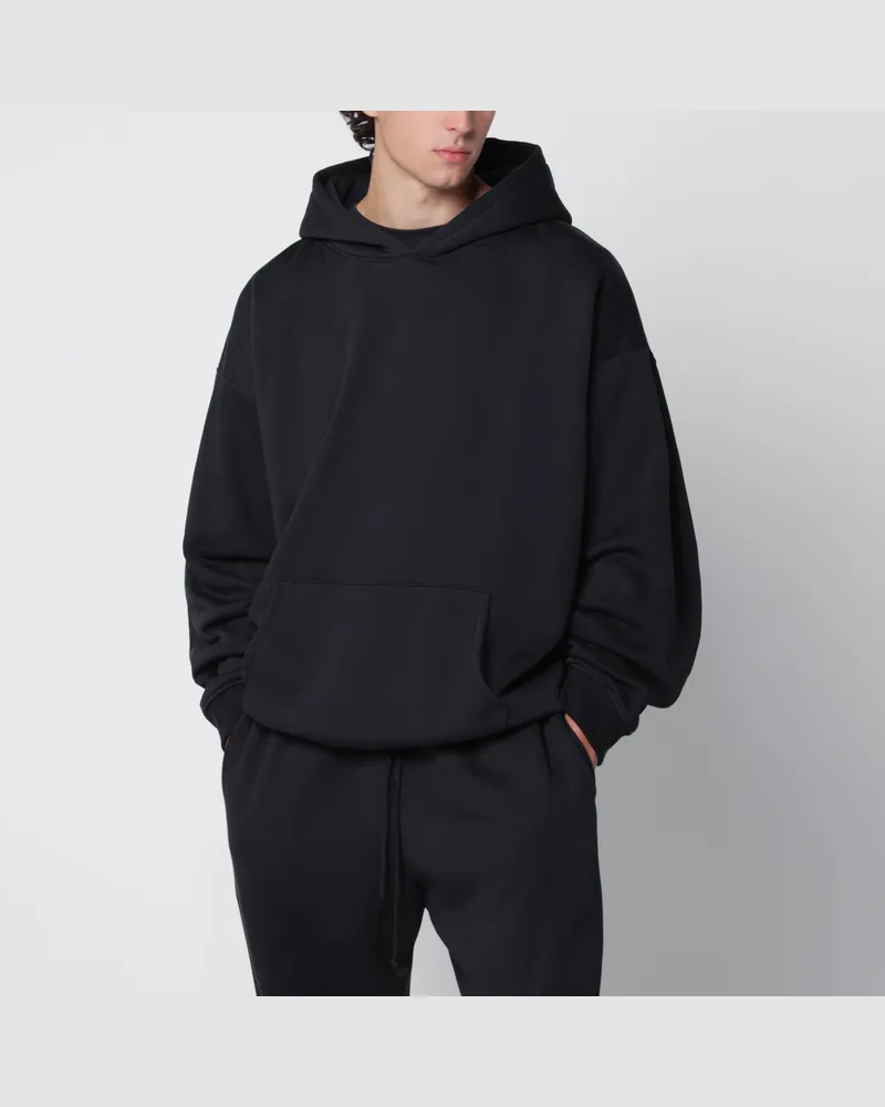SKIMS Washed-schwarzes Kapuzen-Sweatshirt aus Baumwollfleece Black