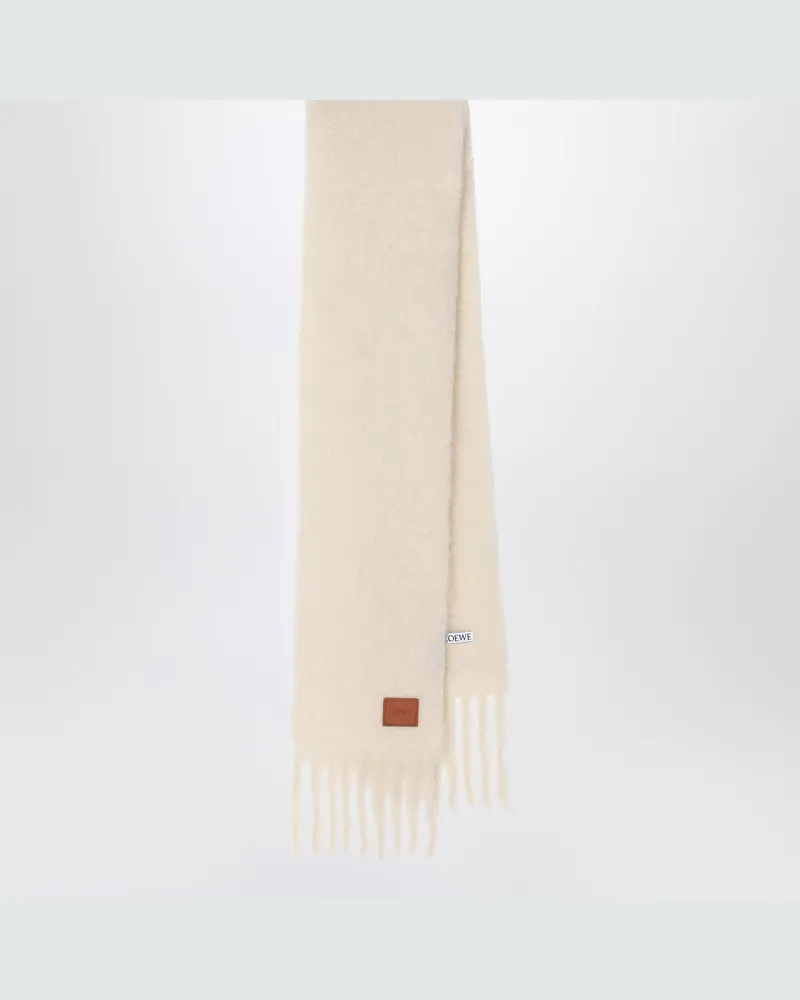 Loewe Weißer Schal aus Wolle und Mohair White