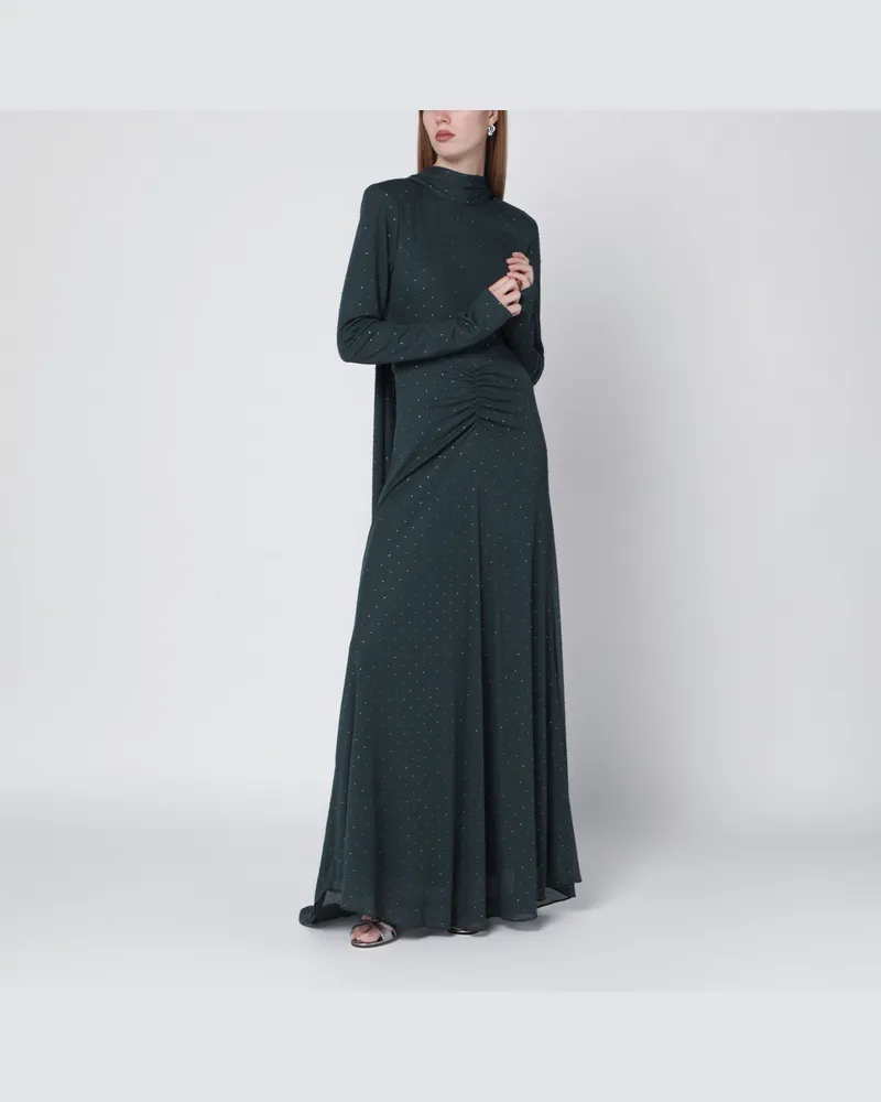 ROTATE Birger Christensen Langes grünes Kleid mit Strass Green