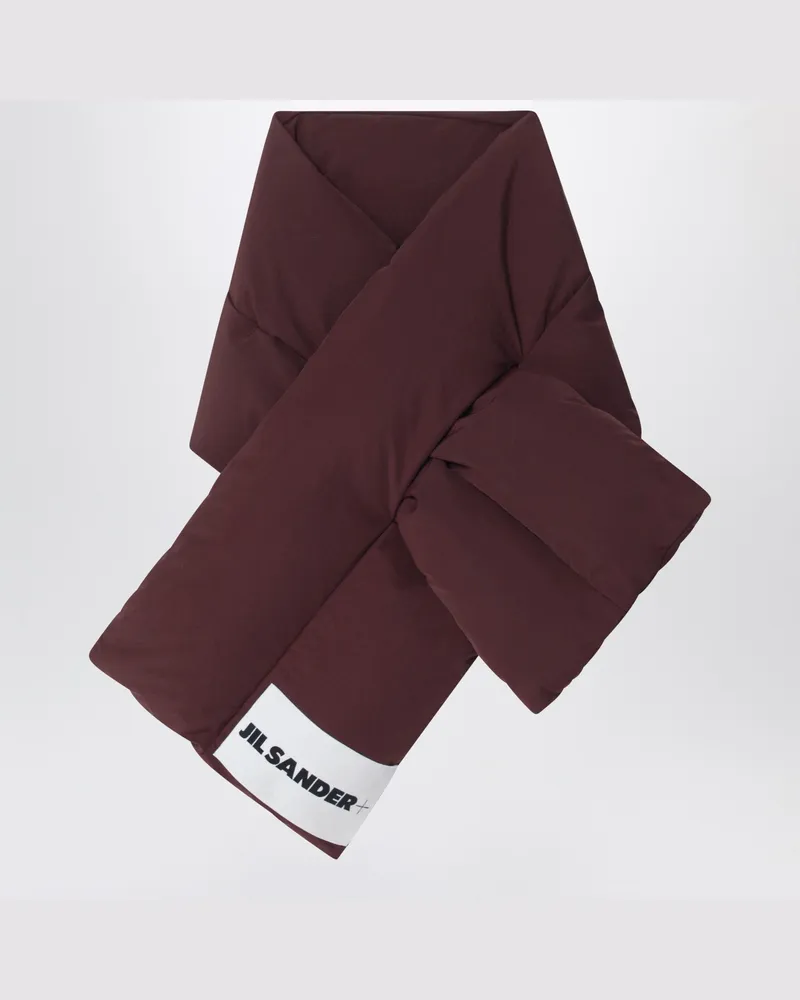 Jil Sander Pflaumenfarbener, wattierter Schal mit Logo Brown
