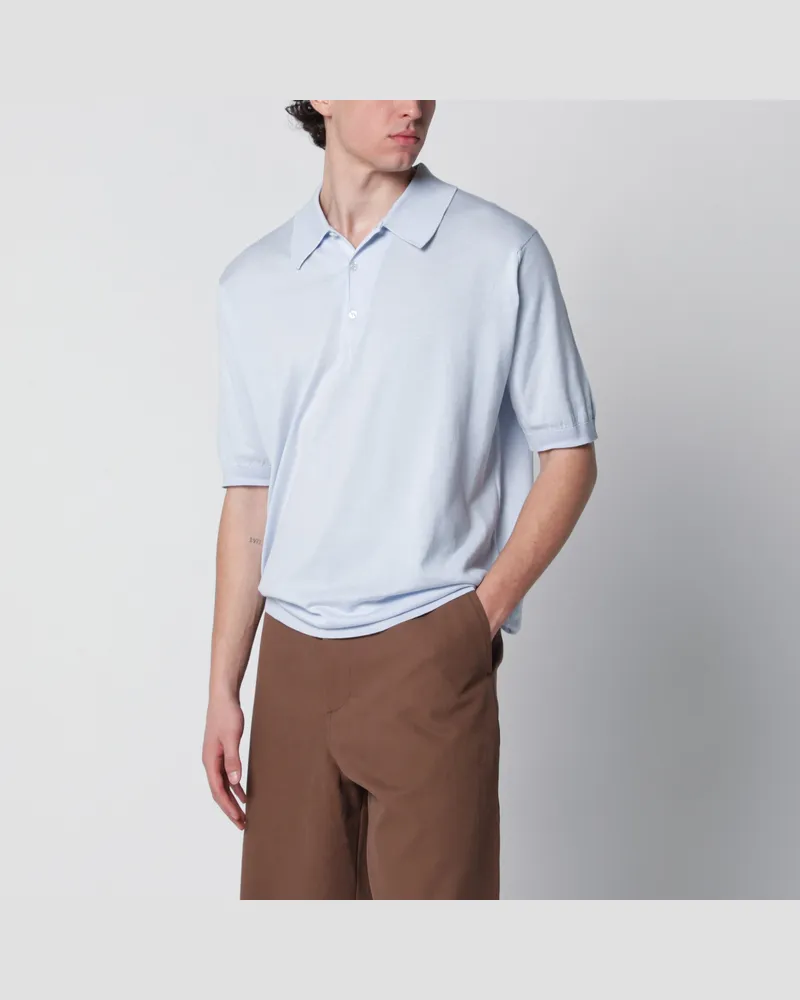 John Smedley Isis Baumwollpolo in Hellblau Light