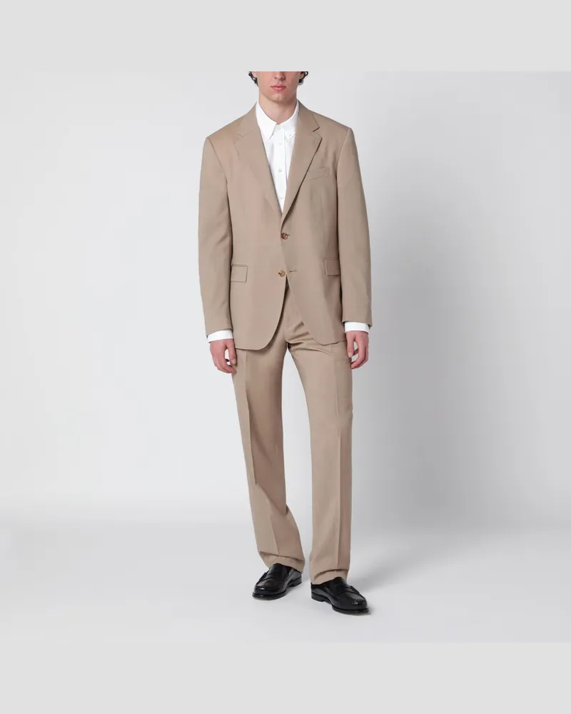 LARDINI Beiger Einreiher-Anzug aus Leinen Beige