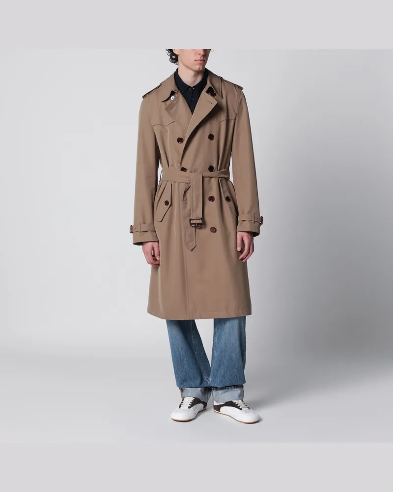 Burberry Kurzer Foxfield-Trenchcoat aus Baumwolle und Seide Beige