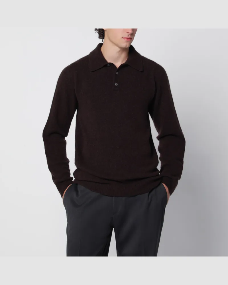 Roberto Collina Braunes Poloshirt aus Kaschmir Brown
