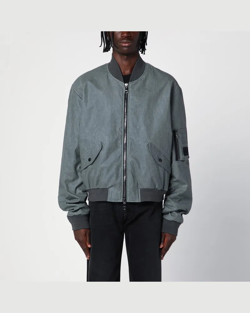 Dolce & Gabbana Graue leichte Bomberjacke aus Leinen Grau