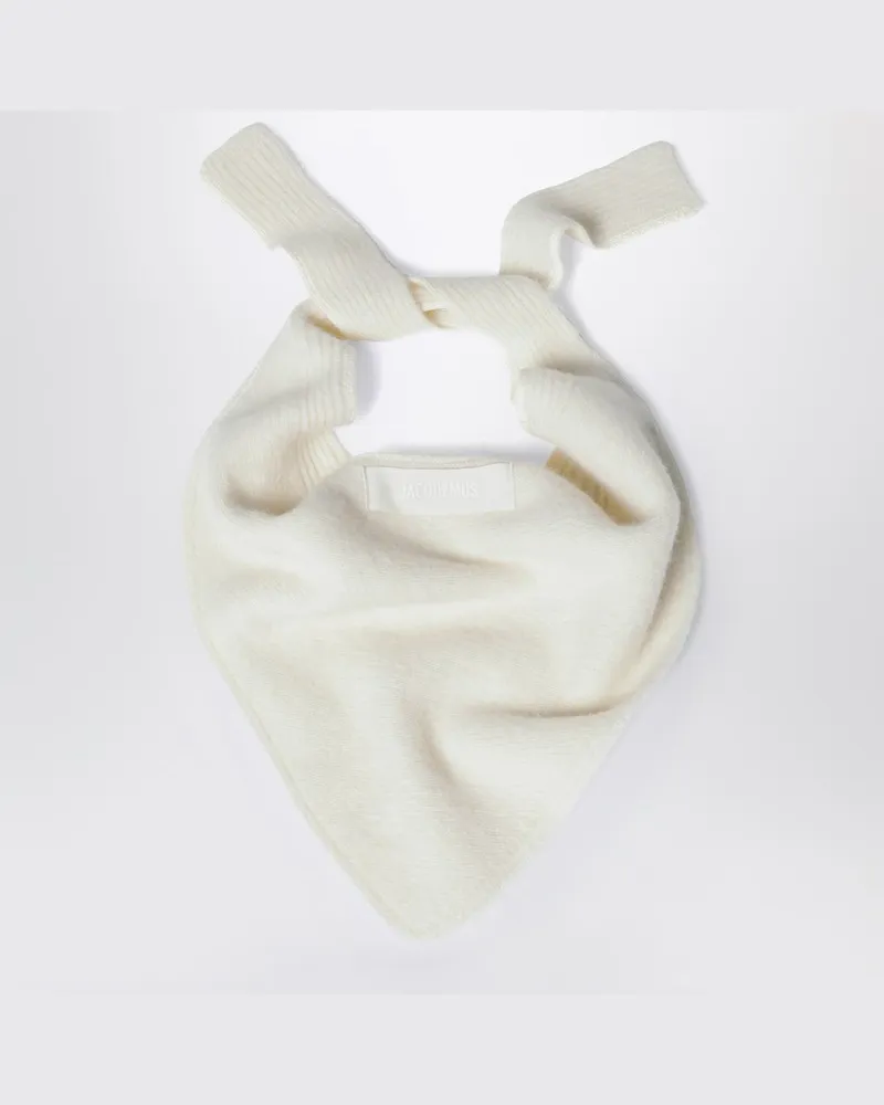 Jacquemus Weißer Schal mit Grosgrain-Logo Weiß