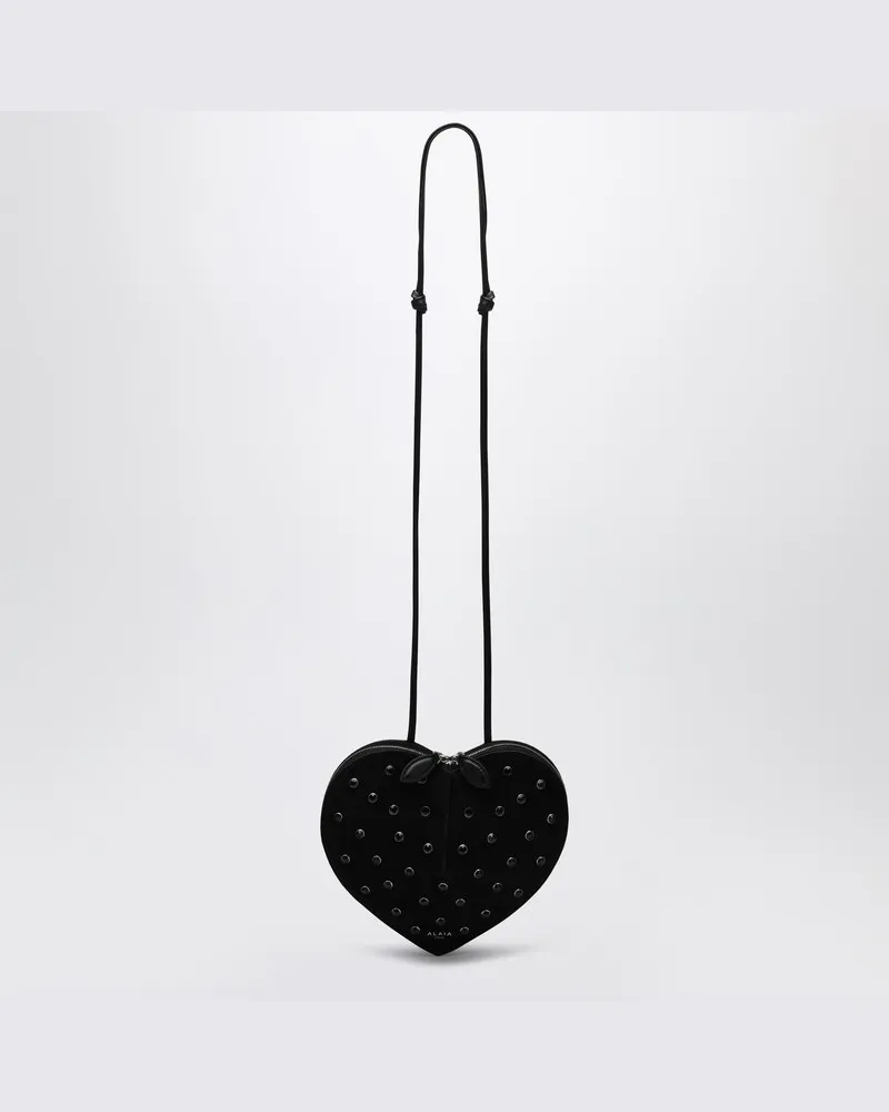 Alaïa Le Coeur schwarze Wildledertasche mit Kristallen Schwarz