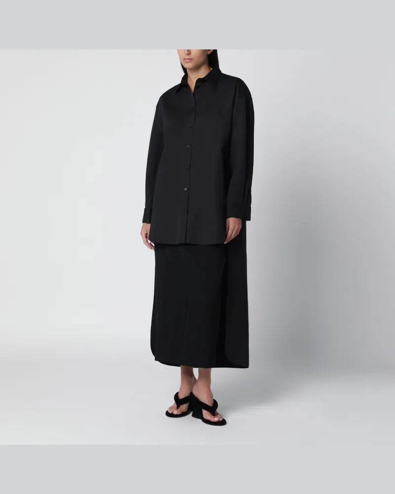 Balenciaga Lange Hemdbluse Train schwarz aus Baumwollseide Black