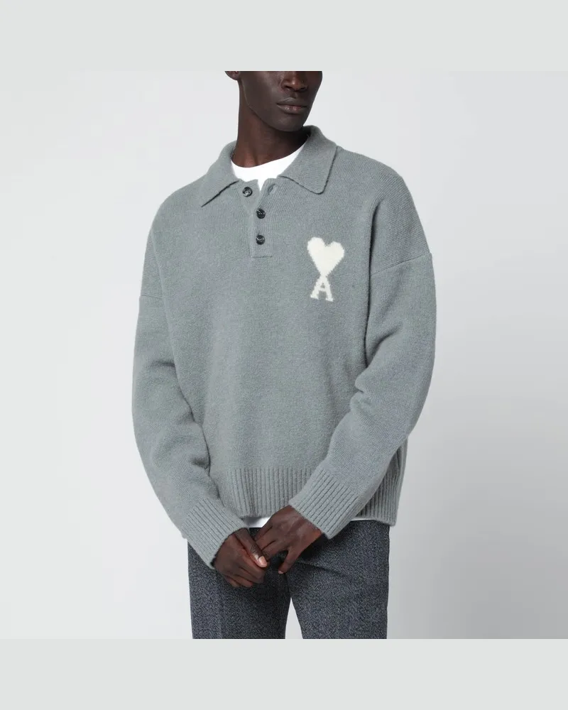 AMI Paris Ami De Coeur Polopullover grau Grau