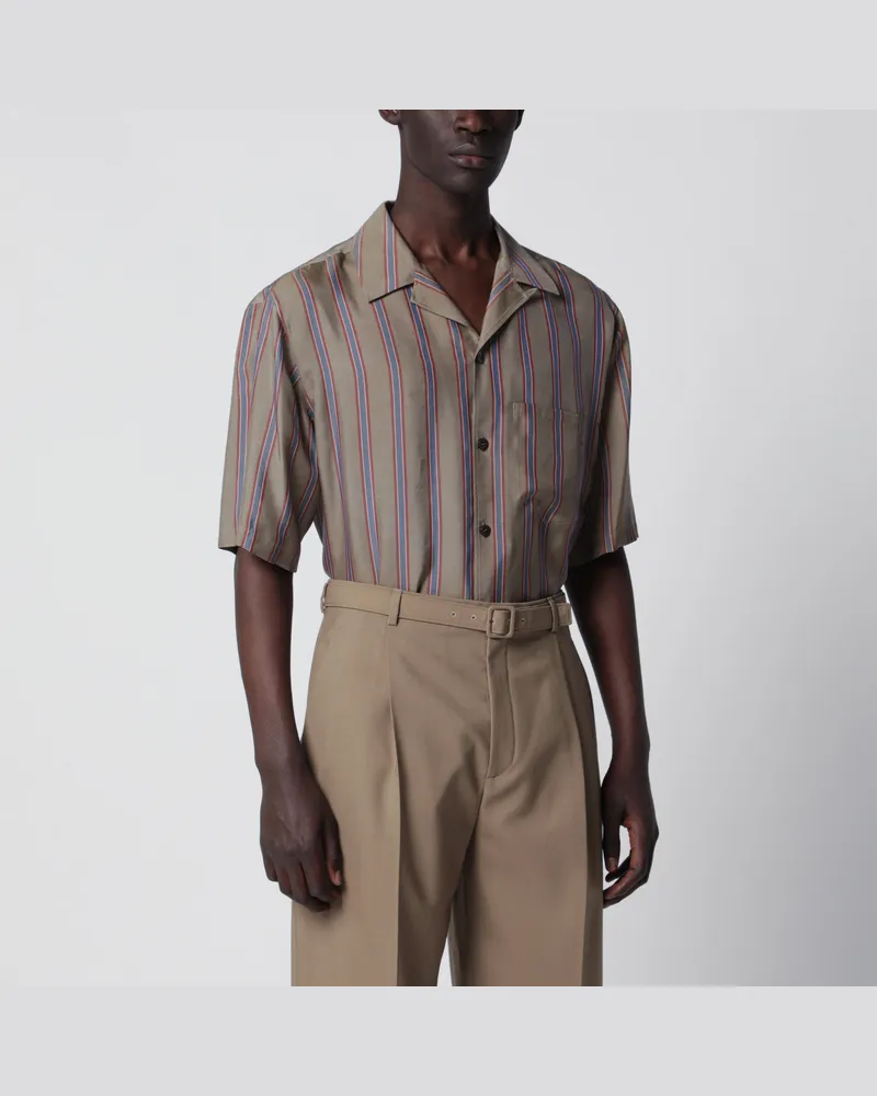 Saint Laurent Kurzarmhemd mit Knopfleiste aus Cupro in Braun Brown