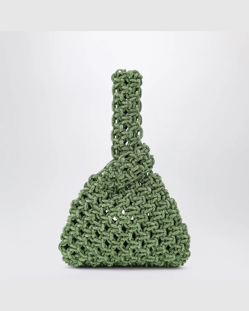 HIBOURAMA Niky Schmucktasche apfelgrün mit Kristallen 