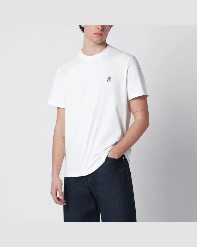 Parajumpers Weißes Regular-Fit-T-Shirt mit Logo-Patch White