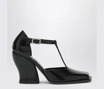 Schwarze Onda T-Bar Pumps aus poliertem Leder