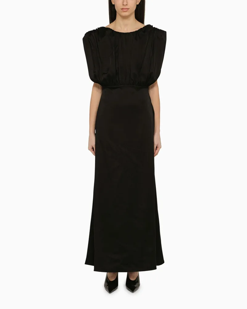 Jil Sander Langes Kleid mit schwarzen Rüschen Black