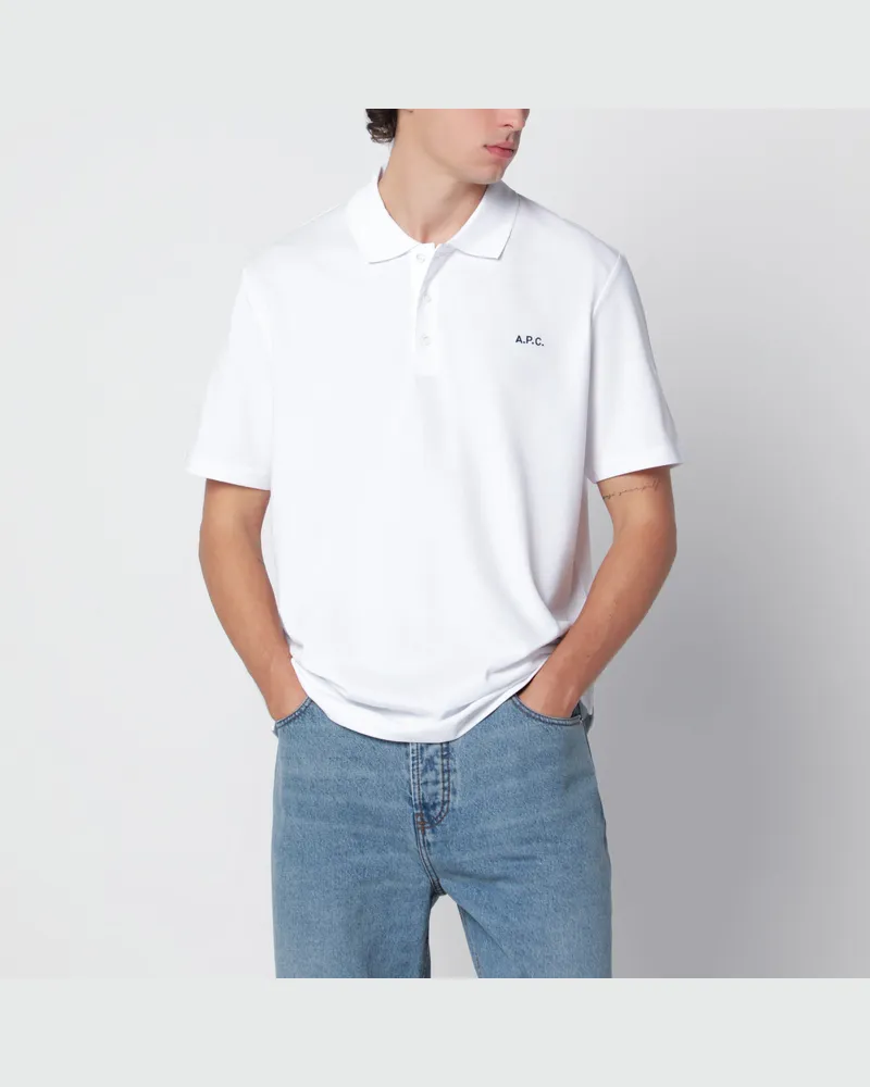 A.P.C. Weißes Poloshirt aus Baumwolle mit Logo-Stickerei White