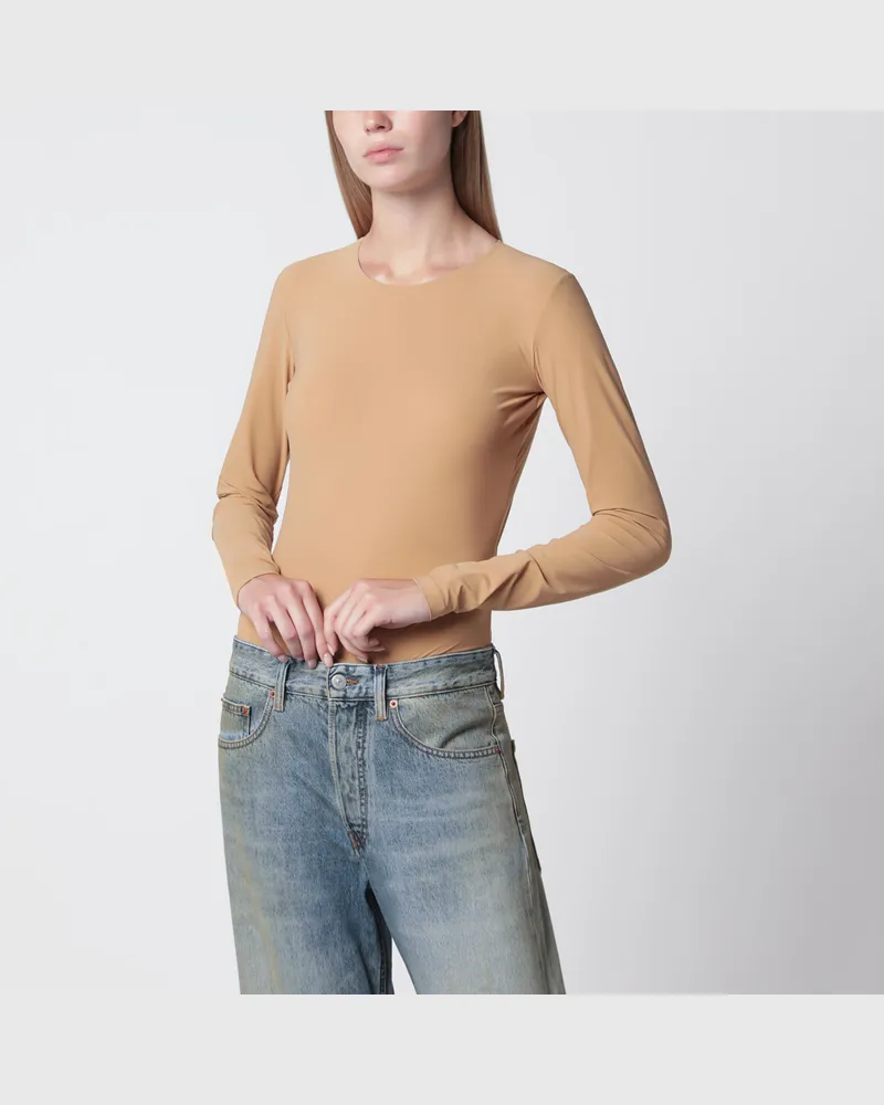 Maison Margiela Hautfarbener Body aus Lycra-Jersey Beige